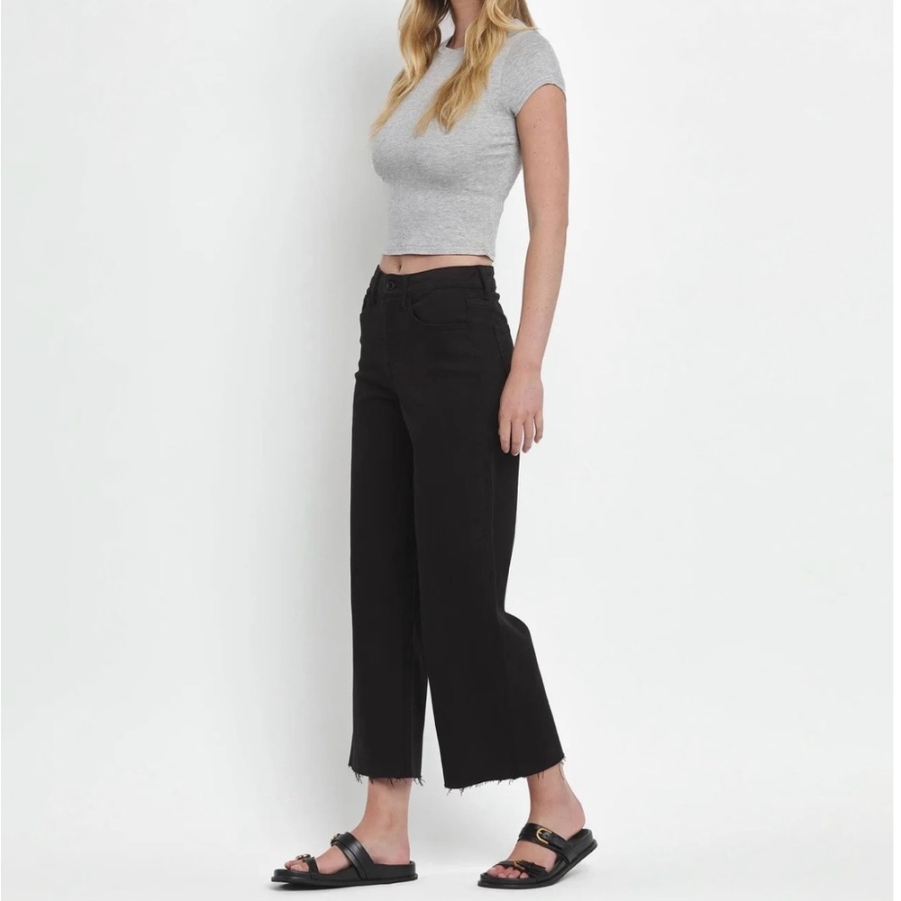 VERVET BY FLYING MONKEY Black Wide Leg Crop Jeans - Picture 2 of 7